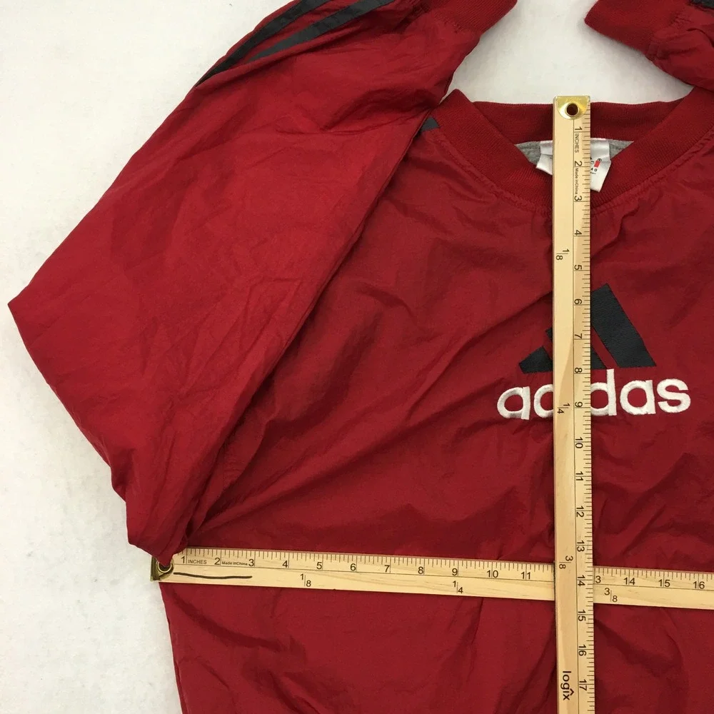 VINTAGE Adidas Pullover Track Jacket Red‎ Black Logo Mens Size L Streetwear